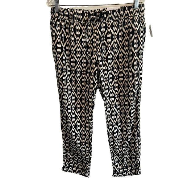 NWT Old Navy Linen Blend Patterned Pull on Pants M Pockets - Picture 1 of 9